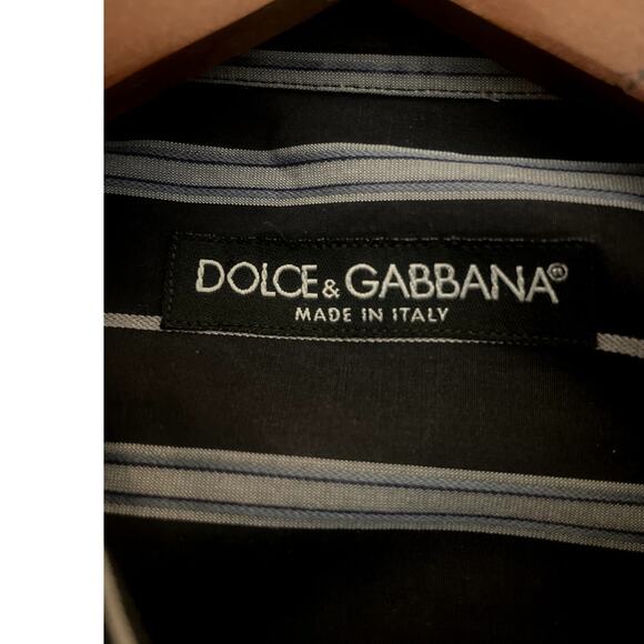 Vintage Y2K DOLCE & GABBANA Men's Button Down Dress Shirt Stripe Blue 17.5 44 XL - Picture 2 of 6
